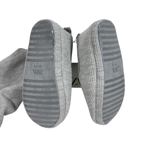 ZARA Home Kids/Baby Grey Waffle Knit Slippers with Grip Soles Size 28/29 NWT - Picture 3 of 5